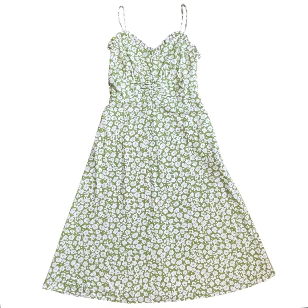 Lulus X Lush Timeless Touch Midi Dress Medium Green Floral Bloomcore A-Line NWT - Picture 7 of 16